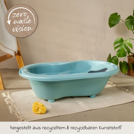 Rotho Babydesign 4-tlg. Badeset / Badestation Top - inkl. Badewanne + Wannenständer + Badeliege + Ablaufschlauch - Lagoon