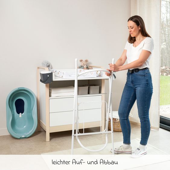 Rotho Babydesign 4-tlg. Badeset / Badestation Top - inkl. Badewanne + Wannenständer + Badeliege + Ablaufschlauch - Lagoon