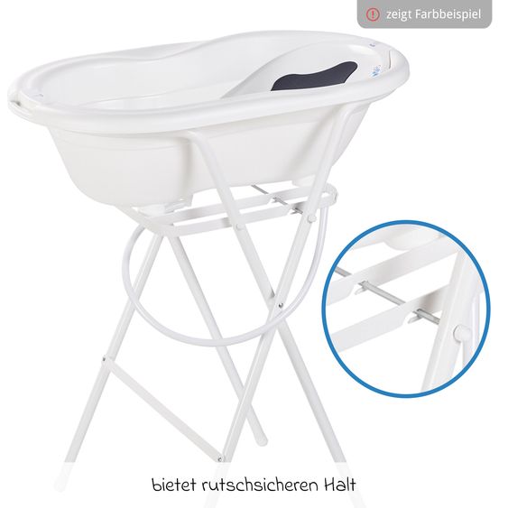 Rotho Babydesign 4-tlg. Badeset / Badestation Top - inkl. Badewanne + Wannenständer + Badeliege + Ablaufschlauch - Lagoon