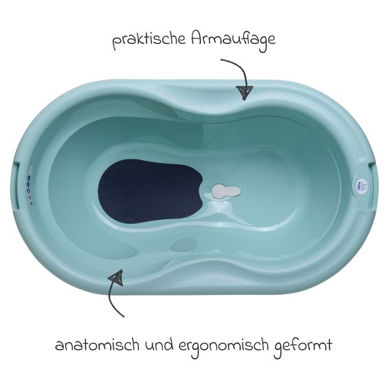 Rotho Babydesign 4-tlg. Badeset / Badestation Top - inkl. Badewanne + Wannenständer + Badeliege + Ablaufschlauch - Lagoon