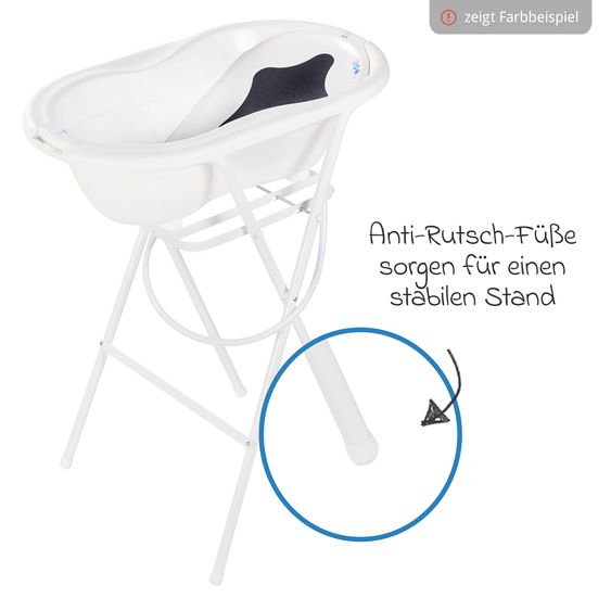 Rotho Babydesign 7-tlg. Badeset / Badestation Top - inkl. Badewanne + Wannenständer + Badeliege + Waschschüssel + Badethermometer + Ablaufschlauch + Windeleimer - Lagoon