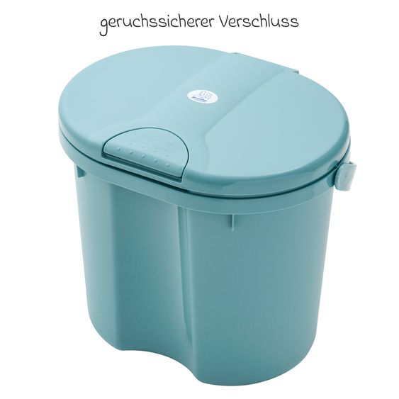 Rotho Babydesign 7-tlg. Badeset / Badestation Top - inkl. Badewanne + Wannenständer + Badeliege + Waschschüssel + Badethermometer + Ablaufschlauch + Windeleimer - Lagoon