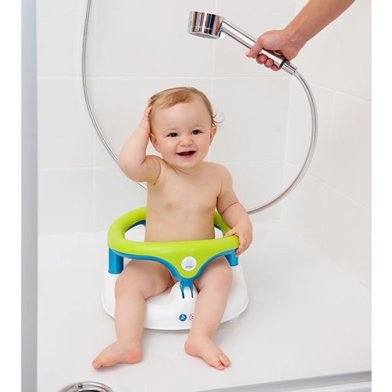 Rotho Babydesign Seggiolino da bagno per bambini pieghevole - Bianco Verde Blu