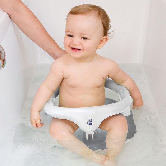 Rotho Babydesign Baby-Badesitz aufklappbar - Weiß Silbergrau