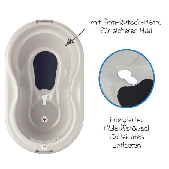 Rotho Babydesign Baby-Badewanne Tilo - mit Anti-Rutschmatte - Cappuccino