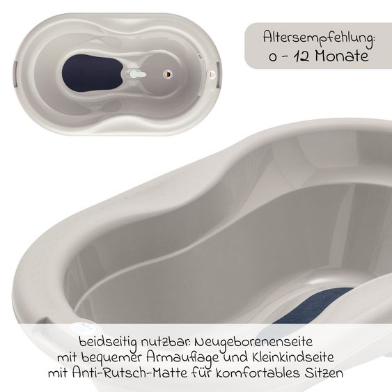 Rotho Babydesign Baby-Badewanne Tilo - mit Anti-Rutschmatte - Cappuccino