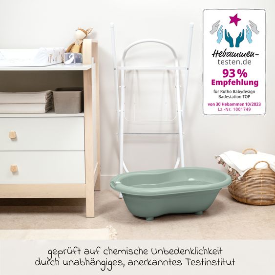 Rotho Babydesign Baby-Badewanne Tilo - mit Anti-Rutschmatte - Sage Green