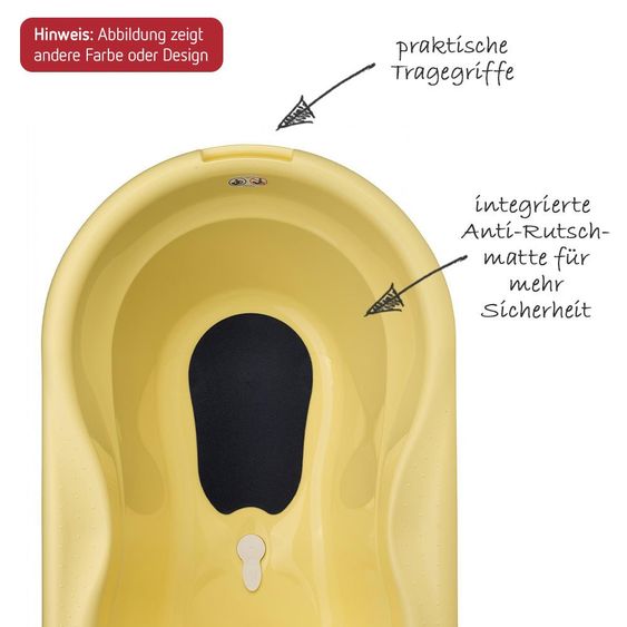 Rotho Babydesign Baby-Badewanne Top mit Anti-Rutschmatte - Silber Grau