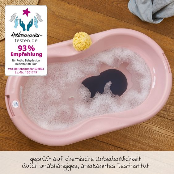 Rotho Babydesign Baby-Badewanne Top - mit Anti-Rutschmatte - Soft Rose