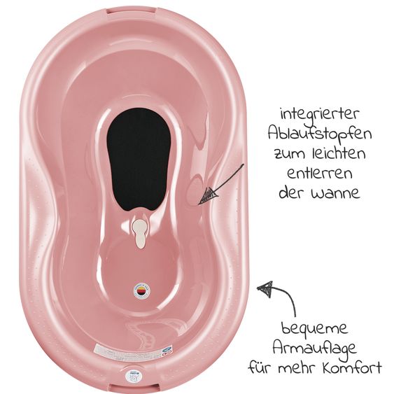 Rotho Babydesign Baby-Badewanne Top mit Anti-Rutschmatte - Soft Rose