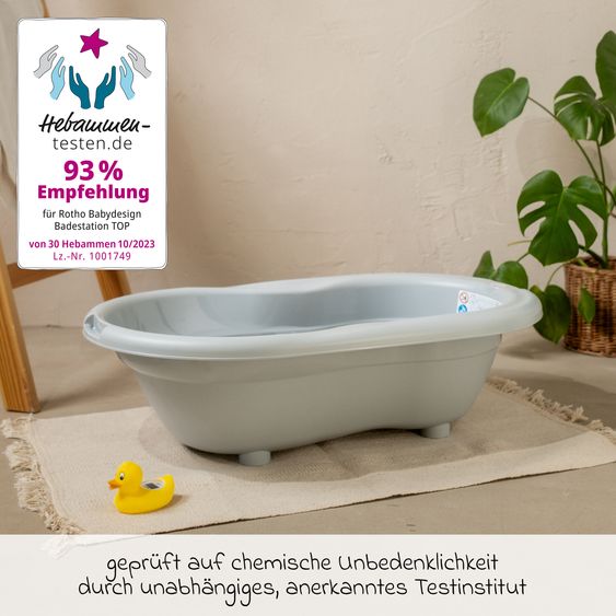 Rotho Babydesign Baby-Badewanne Top - mit Anti-Rutschmatte - Stone Grey