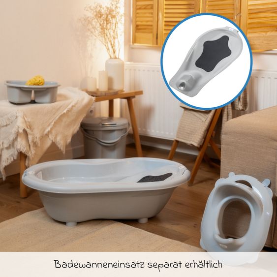 Rotho Babydesign Baby-Badewanne Top - mit Anti-Rutschmatte - Stone Grey