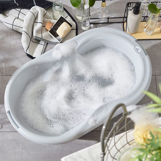 Rotho Babydesign Baby-Badewanne Top mit Anti-Rutschmatte - Stone Grey