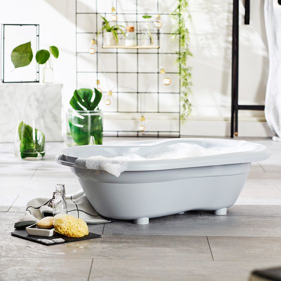 Rotho Babydesign Baby-Badewanne Top mit Anti-Rutschmatte - Stone Grey