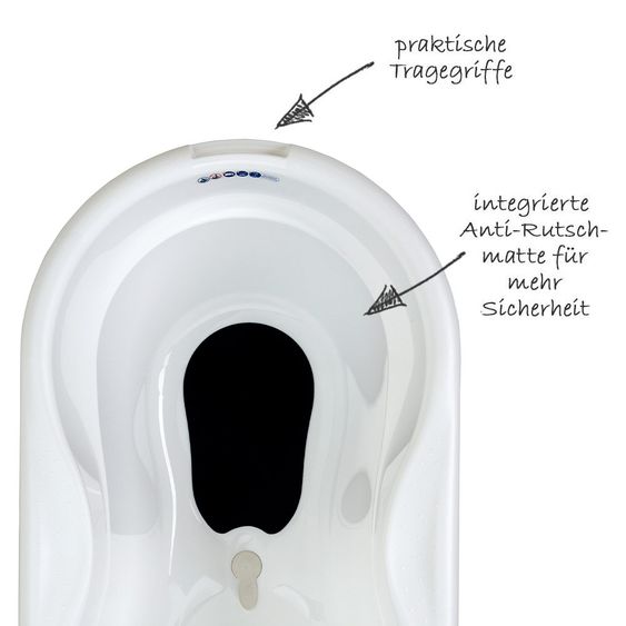 Rotho Babydesign Baby-Badewanne Top mit Anti-Rutschmatte - Weiß