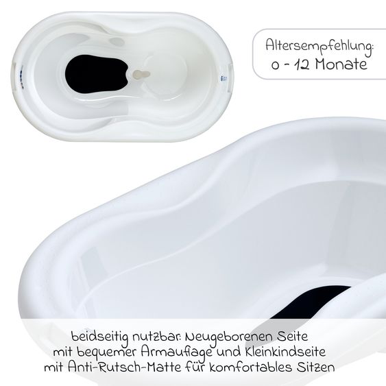 Rotho Babydesign Baby-Badewanne Top - mit Anti-Rutschmatte - White