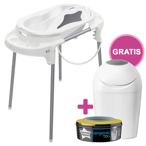 Rotho Babydesign Badestation Top - 4-teilig - Weiß + Gratis Windeltwister Sangenic Tec