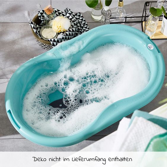 Rotho Babydesign Badestation TOP + Gratis Waschtücher 3er Pack - Lagoon Stone Grey
