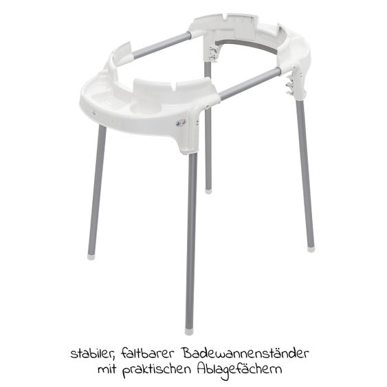 Rotho Babydesign Badestation TOP + Gratis Waschtücher 3er Pack - Lagoon Stone Grey