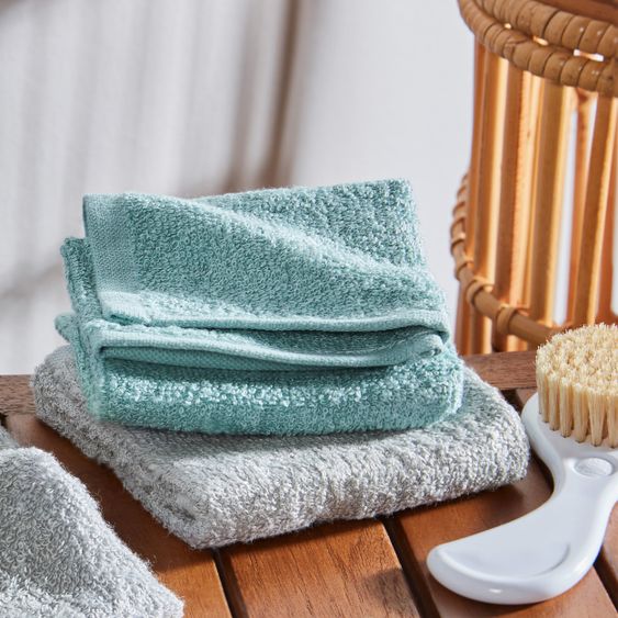 Rotho Babydesign Badestation TOP + Gratis Waschtücher 3er Pack - Lagoon Stone Grey