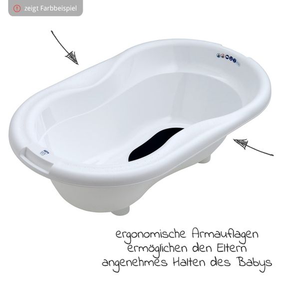 Rotho Babydesign Badestation TOP + Gratis Waschtücher 3er Pack - Lagoon Stone Grey