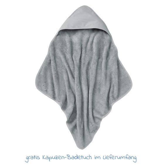 Rotho Babydesign Badestation TOP Xtra + Gratis Kapuzenhandtuch - Stone Grey