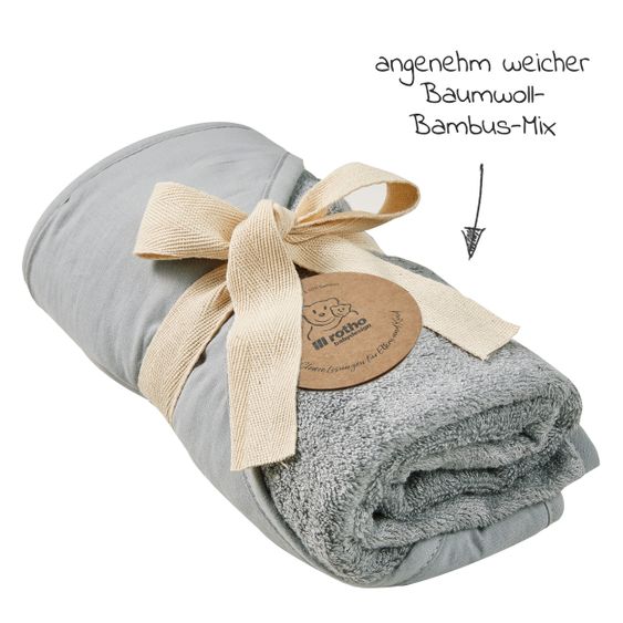 Rotho Babydesign Badestation TOP Xtra + Gratis Kapuzenhandtuch - Stone Grey
