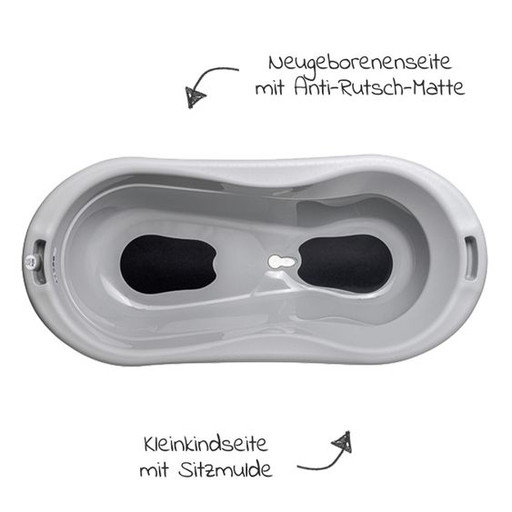 Rotho Babydesign Badestation TOP Xtra + Gratis Kapuzenhandtuch - Stone Grey