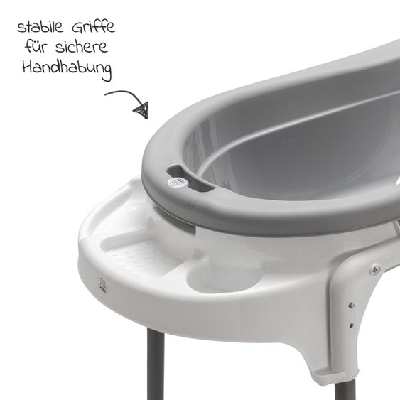 Rotho Babydesign Badestation TOP Xtra + Gratis Kapuzenhandtuch - Stone Grey