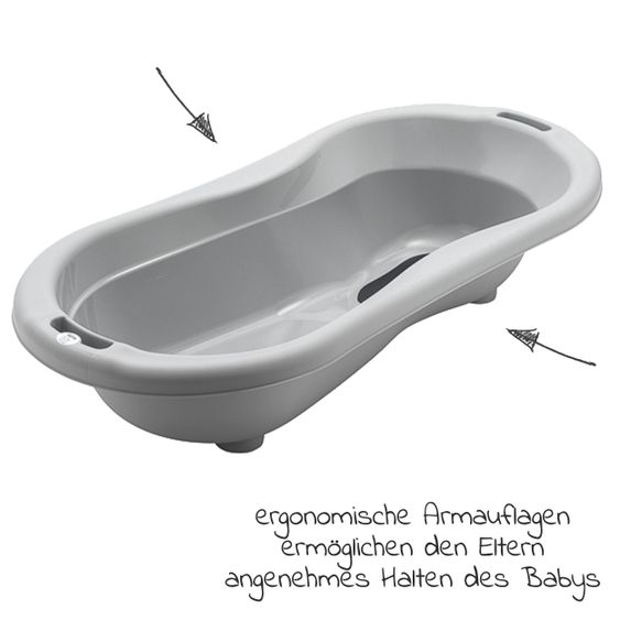 Rotho Babydesign Badestation TOP Xtra + Gratis Kapuzenhandtuch - Stone Grey