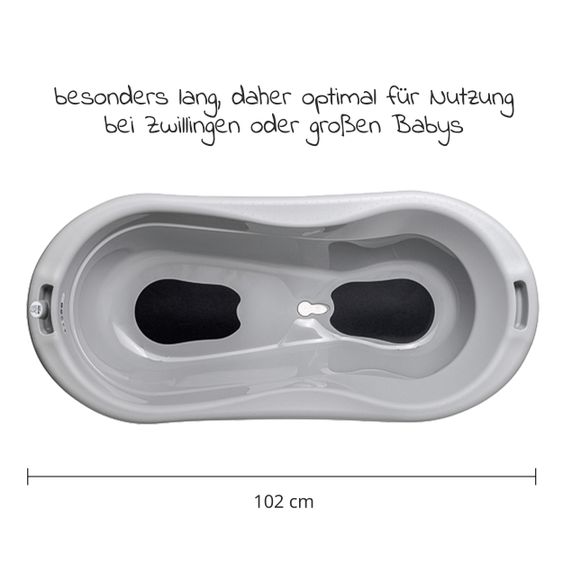 Rotho Babydesign Badestation TOP Xtra + Gratis Kapuzenhandtuch - Stone Grey