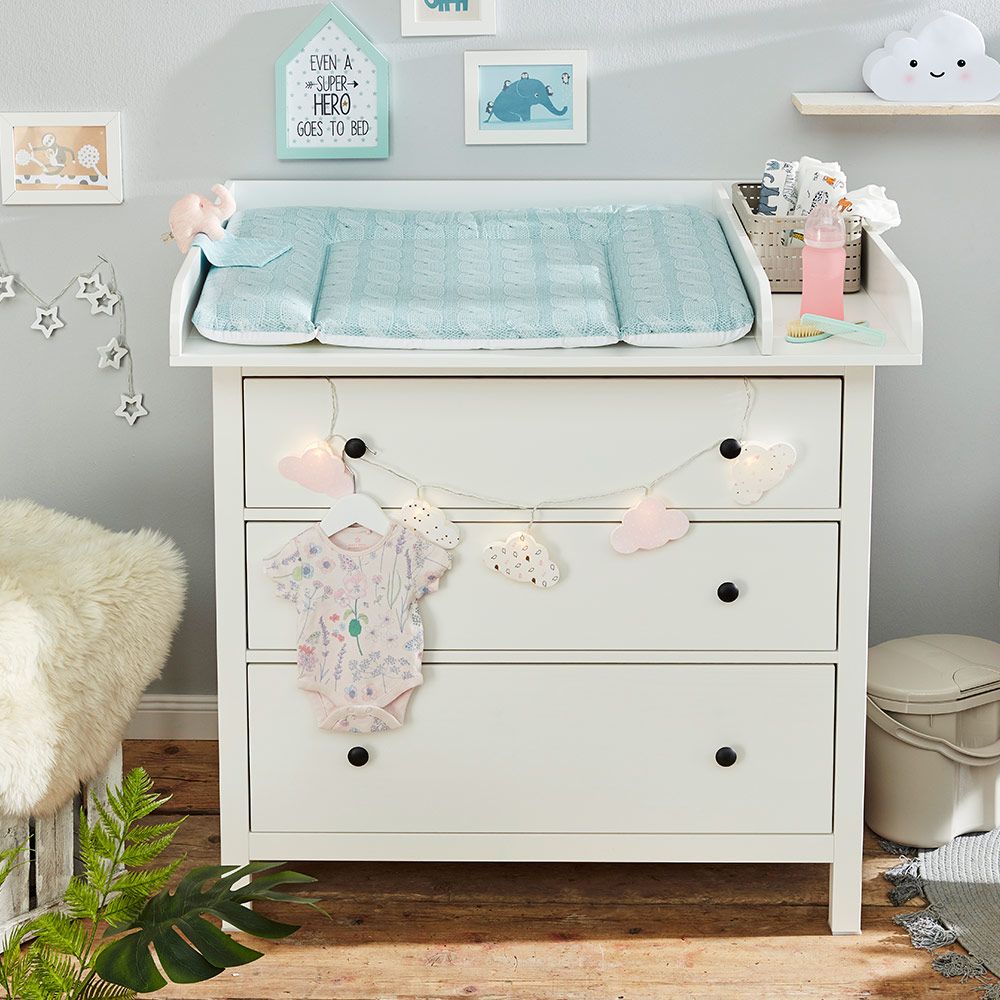 Rotho Babydesign Folien-Wickelauflage Limited Edition - Strick Zopfmuster - Mint Bleu