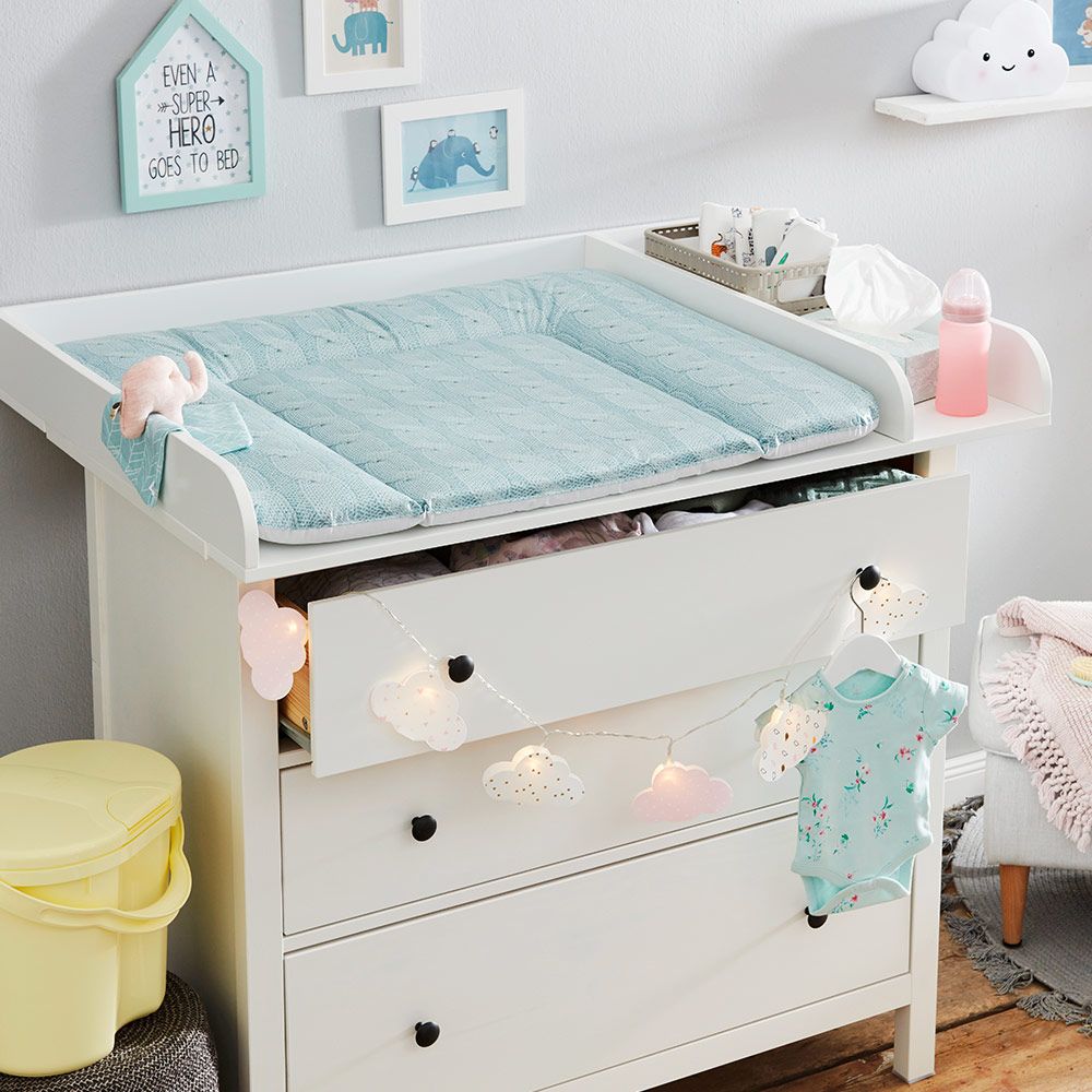 Rotho Babydesign Folien-Wickelauflage Limited Edition - Strick Zopfmuster - Mint Bleu