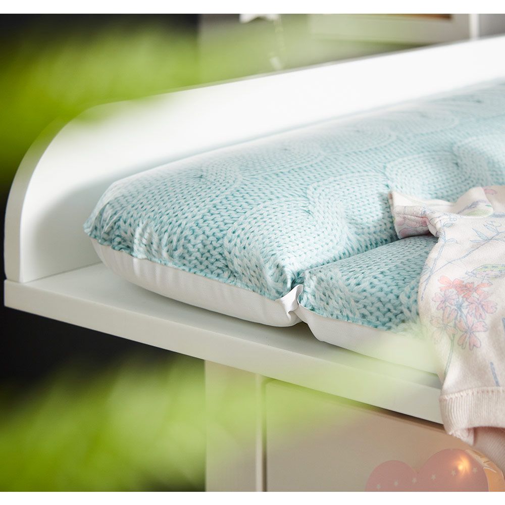 Rotho Babydesign Folien-Wickelauflage Limited Edition - Strick Zopfmuster - Mint Bleu