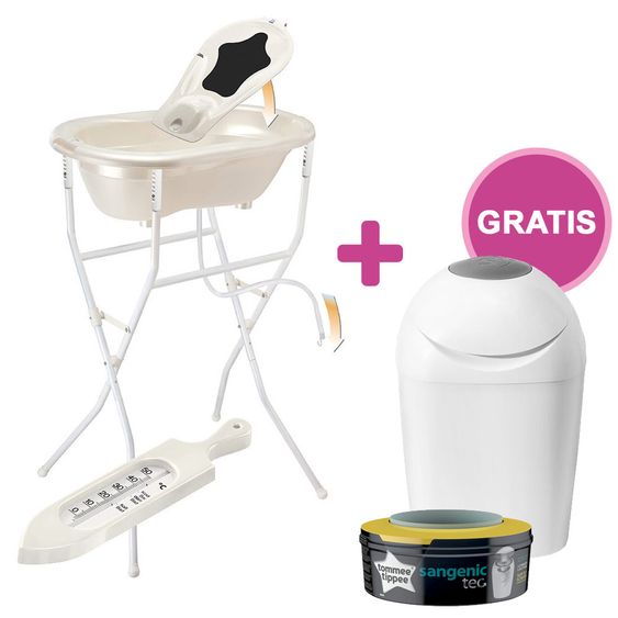 Rotho Babydesign Ideale Badelösung Top - Perlweiß Creme + Gratis Windeltwister Sangenic Tec