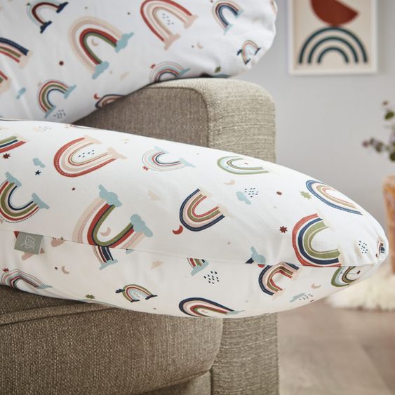 Rotho Babydesign Stillkissen Multi mit Mikroperlen-Füllung inkl. Bezug 190 cm - Boho Rainbow