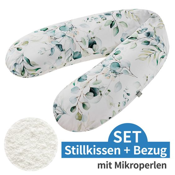 Rotho Babydesign Stillkissen Multi mit Mikroperlen-Füllung inkl. Bezug 190 cm - Limited Edition - Natural Leaves