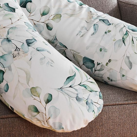 Rotho Babydesign Stillkissen Multi mit Mikroperlen-Füllung inkl. Bezug 190 cm - Limited Edition - Natural Leaves