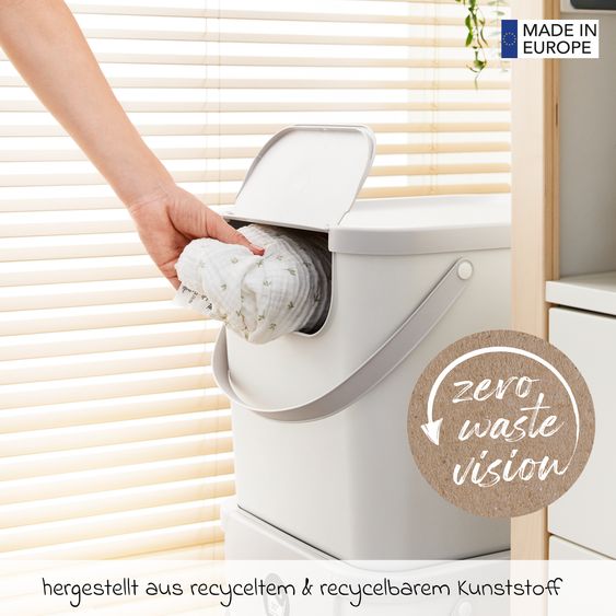 Rotho Babydesign Cestino per biancheria e pannolini Kayo 40 l - Vischio Bianco