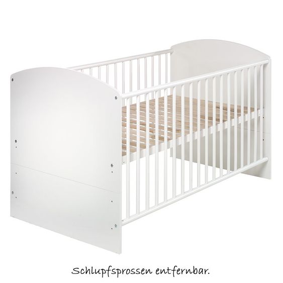 Schardt Baby-Komplettbett-Set Classic-Line inkl. Bettwäsche, Himmel, Nestchen & Matratze Weiß 70 x 140 cm - Big Stars Beige