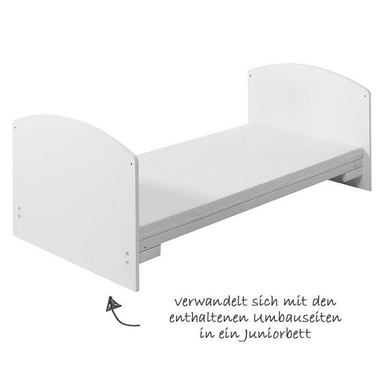 Schardt Baby-Komplettbett-Set Classic-Line inkl. Bettwäsche, Himmel, Nestchen & Matratze Weiß 70 x 140 cm - Birdy - Hellblau
