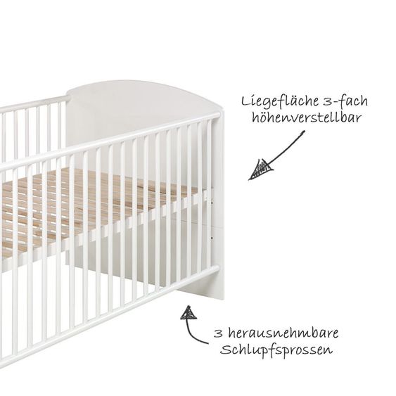 Schardt Set letto completo per bambini Classic-Line con lenzuola, baldacchino, nido e materasso bianco 70 x 140 cm - Circle Star Grey