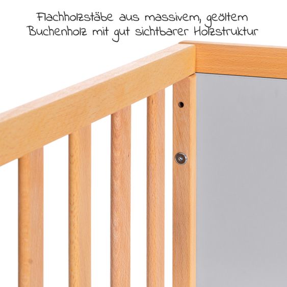 Schardt Baby- und Kinderbett Designline Deluxe Buche teilmassiv 70 x 140 cm - Natur Grau
