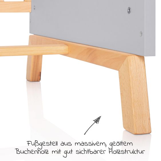 Schardt Baby- und Kinderbett Designline Deluxe Buche teilmassiv 70 x 140 cm - Natur Grau
