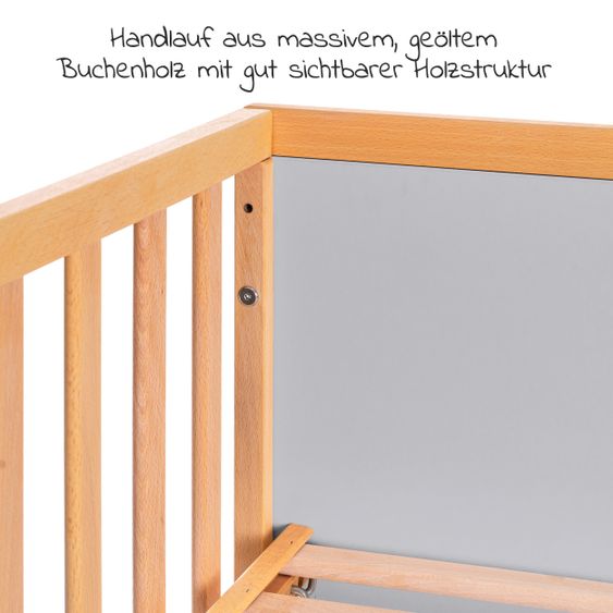 Schardt Baby- und Kinderbett Designline Deluxe Buche teilmassiv 70 x 140 cm - Natur Grau