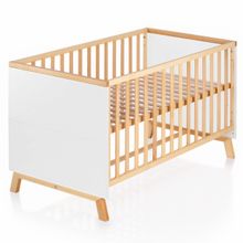 Baby and children's bed Designline Deluxe beech part solid 70 x 140 cm - nature white