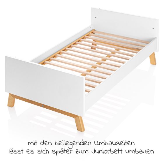 Schardt Designline Deluxe Beech Part Solid Baby and Cot Bed 70 x 140 cm - Nature White