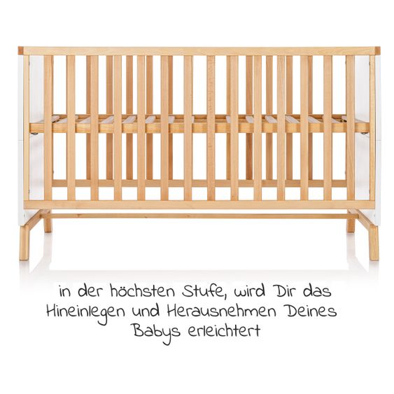 Schardt Designline Deluxe Beech Part Solid Baby and Cot Bed 70 x 140 cm - Nature White