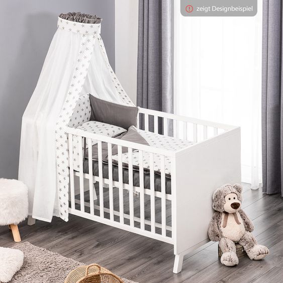 Schardt Baby- und Kinderbett Designline Deluxe Buche teilmassiv 70 x 140 cm - Weiß