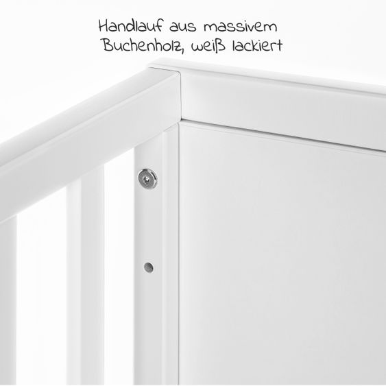 Schardt Baby- und Kinderbett Designline Deluxe Buche teilmassiv 70 x 140 cm - Weiß